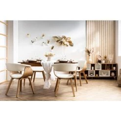 MILIBOO Chaise Design Tissu Bleu Canard Et Bois Clair BENT - Bleu Canard -banc et tabouret Soldes Boutique 30279045 5