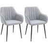 HOMCOM Chaises De Visiteur Design Scandinave - Lot De 2 Chaises - Pieds Effilés Métal Noir - Assise Dossier Accoudoirs Ergonomiques Lin Gris -banc et tabouret Soldes Boutique 30329751 1