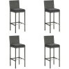 TRUE DEAL Lot De 4 Tabourets De Bar De Jardin Et Coussins Gris Résine Tressée 2 TRUE DEAL Lot De 4 Tabourets De Bar De Jardin Et Coussins Gris Résine Tressée -banc et tabouret Soldes Boutique 30363440 1