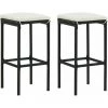 TRUE DEAL Lot De 2 Tabourets De Bar Avec Coussins Noir Résine Tressée -banc et tabouret Soldes Boutique 30363442 1