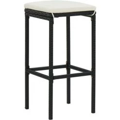 TRUE DEAL Lot De 2 Tabourets De Bar Avec Coussins Noir Résine Tressée 8 TRUE DEAL Lot De 2 Tabourets De Bar Avec Coussins Noir Résine Tressée -banc et tabouret Soldes Boutique 30363442 2