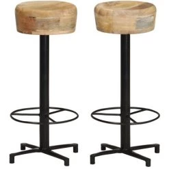 TRUE DEAL Tabourets De Bar 2 Pcs 76 Cm Bois De Manguier Massif