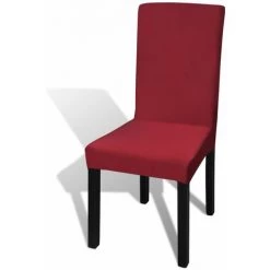 DéCOSHOP26 6 Housses De Chaise Dos Droit Extensibles Bordeaux - Or