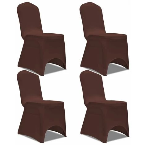 DéCOSHOP26 Housse De Chaise Extensible 4 Pcs Marron - Marron 3 DéCOSHOP26 Housse De Chaise Extensible 4 Pcs Marron - Marron