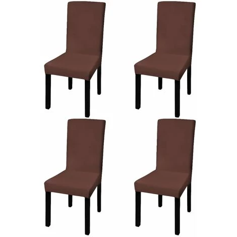 DéCOSHOP26 Housse De Chaise Droite Extensible 4 Pcs Marron - Marron 3 DéCOSHOP26 Housse De Chaise Droite Extensible 4 Pcs Marron - Marron