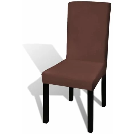 DéCOSHOP26 Housse De Chaise Droite Extensible 4 Pcs Marron - Marron 4 DéCOSHOP26 Housse De Chaise Droite Extensible 4 Pcs Marron - Marron – Image 2