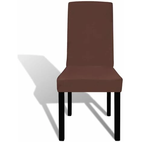 DéCOSHOP26 Housse De Chaise Droite Extensible 4 Pcs Marron - Marron 5 DéCOSHOP26 Housse De Chaise Droite Extensible 4 Pcs Marron - Marron – Image 3