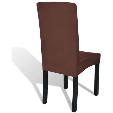 DéCOSHOP26 Housse De Chaise Droite Extensible 4 Pcs Marron - Marron 6 DéCOSHOP26 Housse De Chaise Droite Extensible 4 Pcs Marron - Marron – Image 4