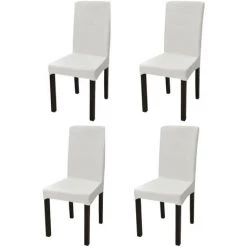DéCOSHOP26 Housse De Chaise Droite Extensible 4 Pcs Crème - Crèmem