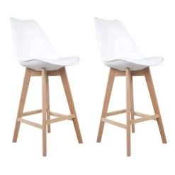 BENEFFITO SENJA - Lot De 2 Tabourets De Bar Scandinaves Gris Avec Coussins