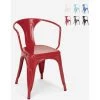 AHD AMAZING HOME DESIGN Chaises Industrielles De Style Tolix Avec Accoudoirs En Acier Pour Cuisine Et Bar Steel Arm | Rouge -banc et tabouret Soldes Boutique 30539465 1