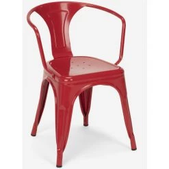 AHD AMAZING HOME DESIGN Chaises Industrielles De Style Tolix Avec Accoudoirs En Acier Pour Cuisine Et Bar Steel Arm | Rouge -banc et tabouret Soldes Boutique 30539465 3