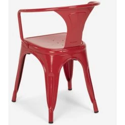 AHD AMAZING HOME DESIGN Chaises Industrielles De Style Tolix Avec Accoudoirs En Acier Pour Cuisine Et Bar Steel Arm | Rouge -banc et tabouret Soldes Boutique 30539465 4