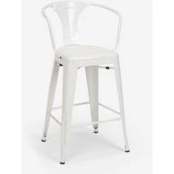 AHD AMAZING HOME DESIGN Tabouret Avec Dossier En Métal Design Industriel Pour Bar Et Cuisine Style Tolix Steel Back | Blanc -banc et tabouret Soldes Boutique 30539512 3