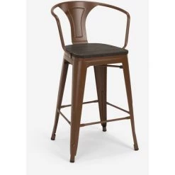 AHD AMAZING HOME DESIGN Tabouret En Bois De Métal Avec Dossier Design Industriel De Style Tolix Steel Wood Back | Marron -banc et tabouret Soldes Boutique 30539555 3