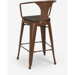 AHD AMAZING HOME DESIGN Tabouret En Bois De Métal Avec Dossier Design Industriel De Style Tolix Steel Wood Back | Marron -banc et tabouret Soldes Boutique 30539555 4