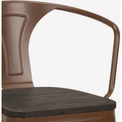 AHD AMAZING HOME DESIGN Tabouret En Bois De Métal Avec Dossier Design Industriel De Style Tolix Steel Wood Back | Marron -banc et tabouret Soldes Boutique 30539555 5
