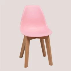 Chaise Mini Scand Nordic Kids SKLUM Polypropylène - Bois De Hêtre - Rose Barbe à Papa