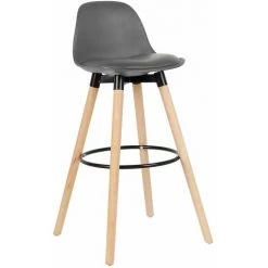 OOBEST 2PCS Tabouret De Bar Tabouret Haut Cuisine Avec Dossier Et Repose-pieds Tabouret Bois Haute Qualité Gris -banc et tabouret Soldes Boutique 30675275 4