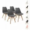 OOBEST Chaises Salle à Manger Scandinaves Lot De 4 Chaises De Cuisine, Rétro Tulip Rembourrée Chaise De Salle De Bureau, Pieds En Bois De Hêtre Massif, Gris Foncé