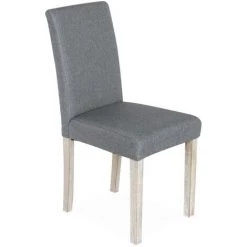 ALICE'S GARDEN Lot De 2 Chaises - Rita - Chaises En Tissu, Pieds En Bois Cérusé - Gris Clair -banc et tabouret Soldes Boutique 30772411 4