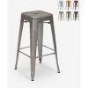 AHD AMAZING HOME DESIGN Tabouret Vintage En Métal Design Industriel Pour Bar Et Cuisine Style Tolix Steel Stale 78cm | Silver