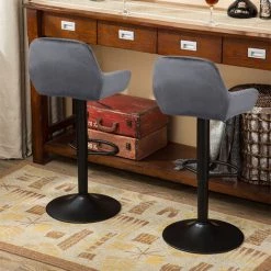 BATHRINS®Lot De 6 Tabouret De Bar En Velours Hauteur D'assise Réglable 60-82 Cm Pour Bar Salle à Manger Salon -GRIS 10 BATHRINS®Lot De 6 Tabouret De Bar En Velours Hauteur D'assise Réglable 60-82 Cm Pour Bar Salle à Manger Salon -GRIS -banc et tabouret Soldes Boutique 30995952 4