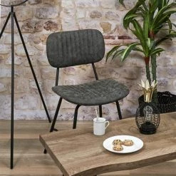 ALTOBUY DELTA - Lot De 2 Chaises Matelassées Gris Anthracite - Gris Anthracite -banc et tabouret Soldes Boutique 31071295 3