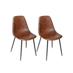 Lot De 2 Chaises Vladi Effet Cuir Marron Atmosphera