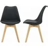 HELLOSHOP26 Lot De 2 Chaises Siège De Salle à Manger Cuisine Plastique Similicuir Hêtre 81 Cm Noir - Beige -banc et tabouret Soldes Boutique 31644971 1