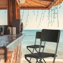 Relaxdays Chaise De Bar Lot De 2 Avec Dossier Pliante Pliable BASTIAN Tabouret 78 Cm Hauteur, Noir -banc et tabouret Soldes Boutique 31791370 3