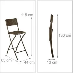 Relaxdays Chaise De Bar Lot De 2 Avec Dossier Pliante Pliable BASTIAN Tabouret 78 Cm Hauteur, Marron -banc et tabouret Soldes Boutique 31791380 4