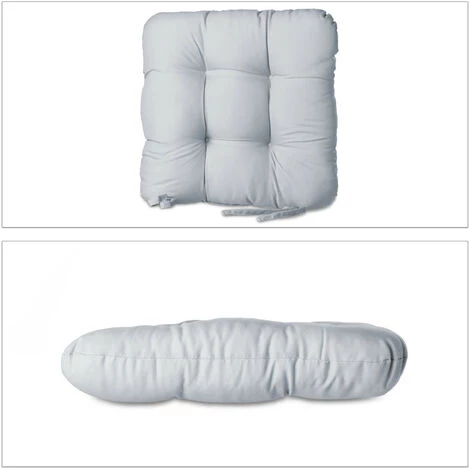 Relaxdays Coussin De Chaise Lot De 4 Lavable 10 Cm épaisseur Doux Moelleux Pour Siège De Jardin à Nouer 40 X 40 Cm Polyester, Gris 4 Relaxdays Coussin De Chaise Lot De 4 Lavable 10 Cm épaisseur Doux Moelleux Pour Siège De Jardin à Nouer 40 X 40 Cm Polyester, Gris – Image 2