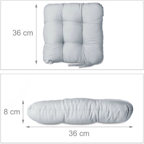 Relaxdays Coussin De Chaise Lot De 4 Lavable 10 Cm épaisseur Doux Moelleux Pour Siège De Jardin à Nouer 40 X 40 Cm Polyester, Gris 6 Relaxdays Coussin De Chaise Lot De 4 Lavable 10 Cm épaisseur Doux Moelleux Pour Siège De Jardin à Nouer 40 X 40 Cm Polyester, Gris – Image 4