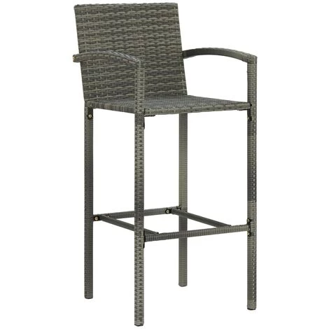 Tabourets De Bar Résine Tressée 2 Pcs Gris VidaXL 4 Tabourets De Bar Résine Tressée 2 Pcs Gris VidaXL – Image 2