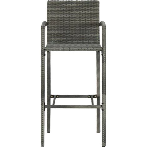 Tabourets De Bar Résine Tressée 2 Pcs Gris VidaXL 5 Tabourets De Bar Résine Tressée 2 Pcs Gris VidaXL – Image 3