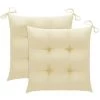 ASUPERMALL Coussins De Chaise 2 Pcs Blanc Creme 40x40x7 Cm Tissu