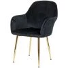 Chaise De Salle à Manger HHG-733, Chaise ~ Velours Noir, Pieds Dorés -banc et tabouret Soldes Boutique 31950862 1