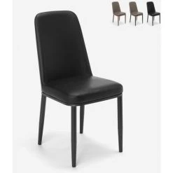 AHD AMAZING HOME DESIGN Chaises Design En Simili Cuir Et Métal Pour Cuisine Bar Restaurant Baden | Noir