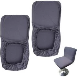 LITZEE Lot De 2 Housses Pour Tabourets De Bar Gris Foncé Avec Housse De Dossier Extensible Pour Chaise De Salle à Manger Pivotante Courte