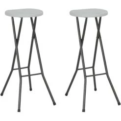 TRUE DEAL Tabourets De Bar Pliables 2 Pcs PEHD Et Acier Blanc