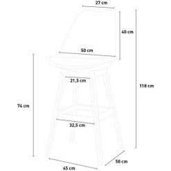 AHD AMAZING HOME DESIGN Tabouret Haut Pour Bar Et Cuisine Design En Tissu Bois Patchwork Chick -banc et tabouret Soldes Boutique 32290338 5
