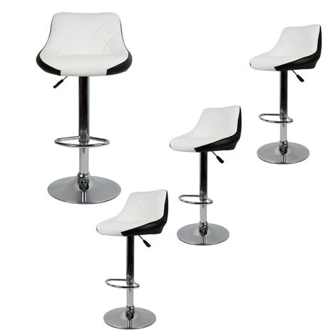 SIFREE Tabouret De Bar Lot De 4 Avec Siège Bien Rembourré,2 Design 2 Couleurs,tabourets En Simili-Cuir Réglable,Blanc Noir 7 SIFREE Tabouret De Bar Lot De 4 Avec Siège Bien Rembourré,2 Design 2 Couleurs,tabourets En Simili-Cuir Réglable,Blanc Noir – Image 5