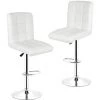 SIFREE Tabouret De Bar Lot De 2 En Similicuir Avec Siège Bien Rembourré, Tabourets Réglable,BLANC