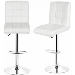 SIFREE Tabouret De Bar Lot De 2 En Similicuir Avec Siège Bien Rembourré, Tabourets Réglable,BLANC -banc et tabouret Soldes Boutique 32327568 4