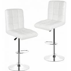 SIFREE Tabouret De Bar Lot De 2 En Similicuir Avec Siège Bien Rembourré, Tabourets Réglable,BLANC -banc et tabouret Soldes Boutique 32327568 5
