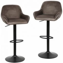 SIFREE Lot De 2 Tabouret De Bar Braga Tissu-Marron -banc et tabouret Soldes Boutique 32327653 5