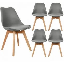 SiFree®TOP !! Lot De 4 Chaises Scandinaves Gris Foncé Avec Coussin 8 SiFree®TOP !! Lot De 4 Chaises Scandinaves Gris Foncé Avec Coussin -banc et tabouret Soldes Boutique 32327943 3