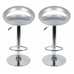 SIFREE GRIS GRIS !!! TABOURET DE BAR, LOT DE 2 CHAISE DE BAR,Reglable ABS Plastique -banc et tabouret Soldes Boutique 32328063 4