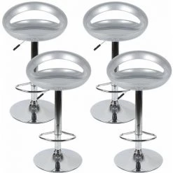 SIFREE GRIS GRIS !!! TABOURET DE BAR, LOT DE 4 CHAISE DE BAR,Reglable ABS Plastique -banc et tabouret Soldes Boutique 32328176 5